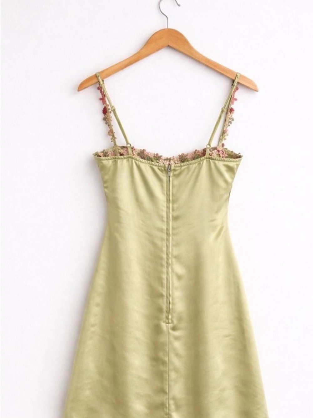 Princess Polly Sage Fairy core Kenzie Dress with Floral Embroidered Accents - Picture 3 of 6